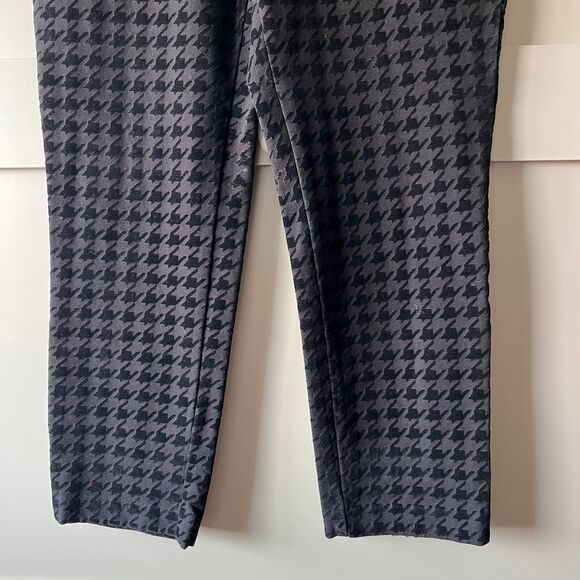 Anne Klein Pant Black Women Large Velvet Houndstooth Stretch Pull On Trousers - Picture 4 of 15